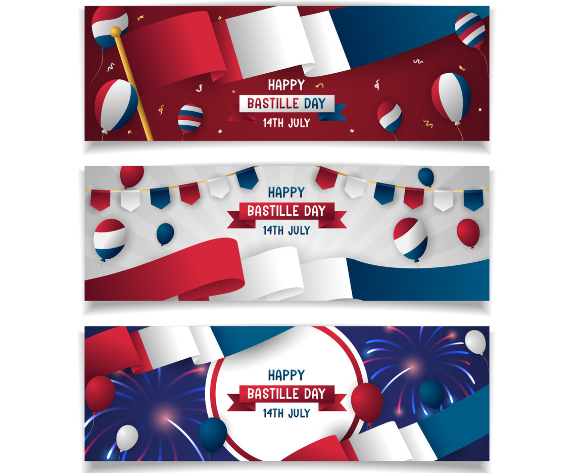 Happy Bastille Day Banner Set