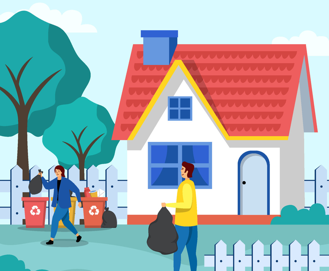 People Recycling Waste at Home