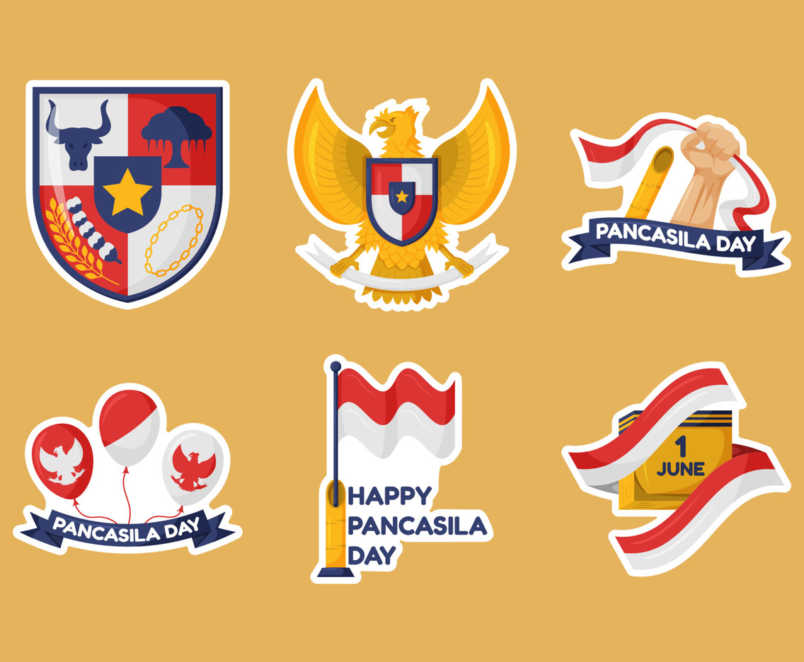 Indonesia Celebrating Pancasila Day Sticker Collection
