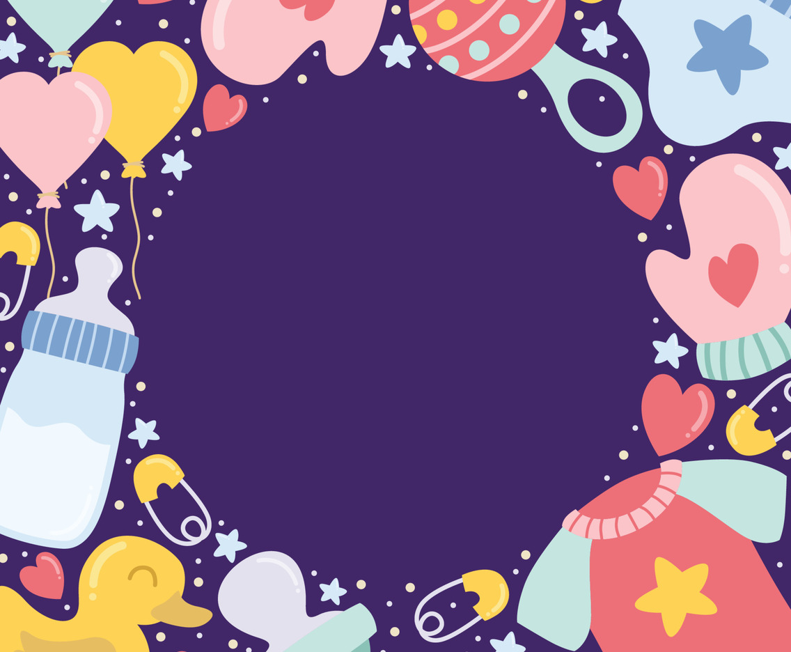 Baby Born Day Doodle Colorful Elements Background