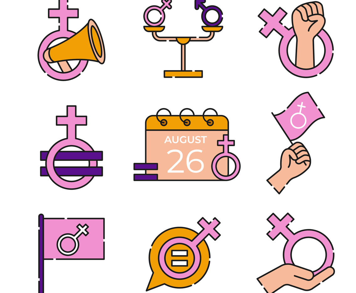 Woman Equality Day Icon Set