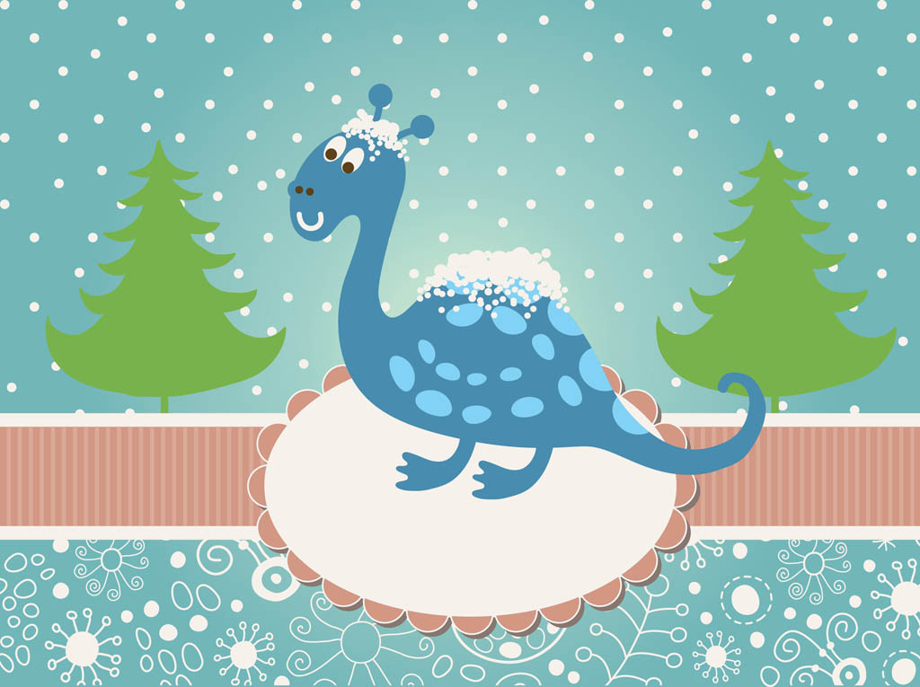 Christmas Dinosaur Vector