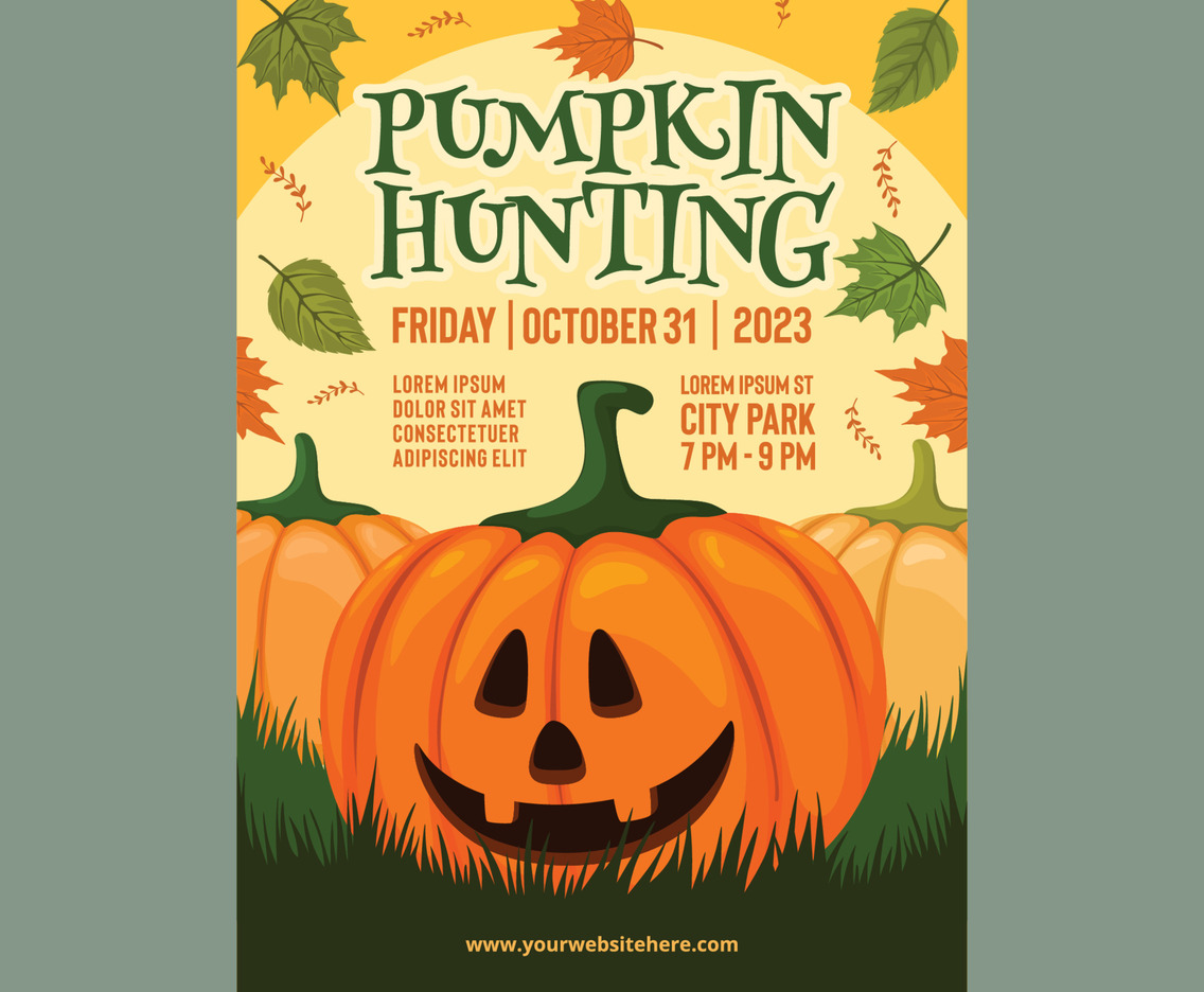 Pumpkin Hunting At Fall Poster