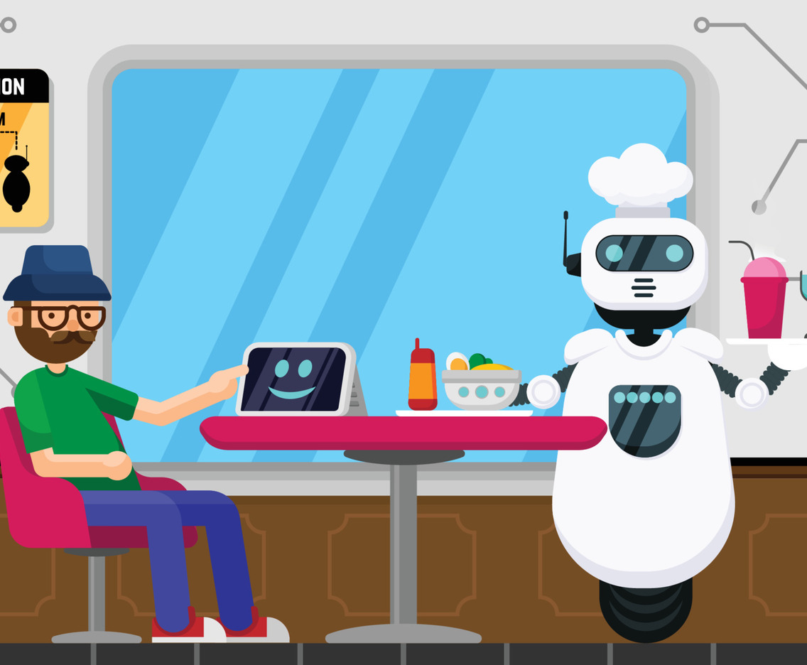 Robot Serving Human in a Restaurant Concept