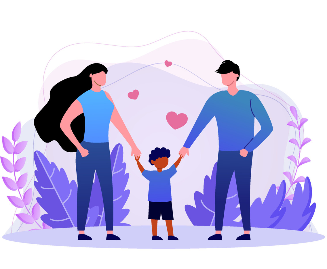 Happy Interracial Family With Adopted
