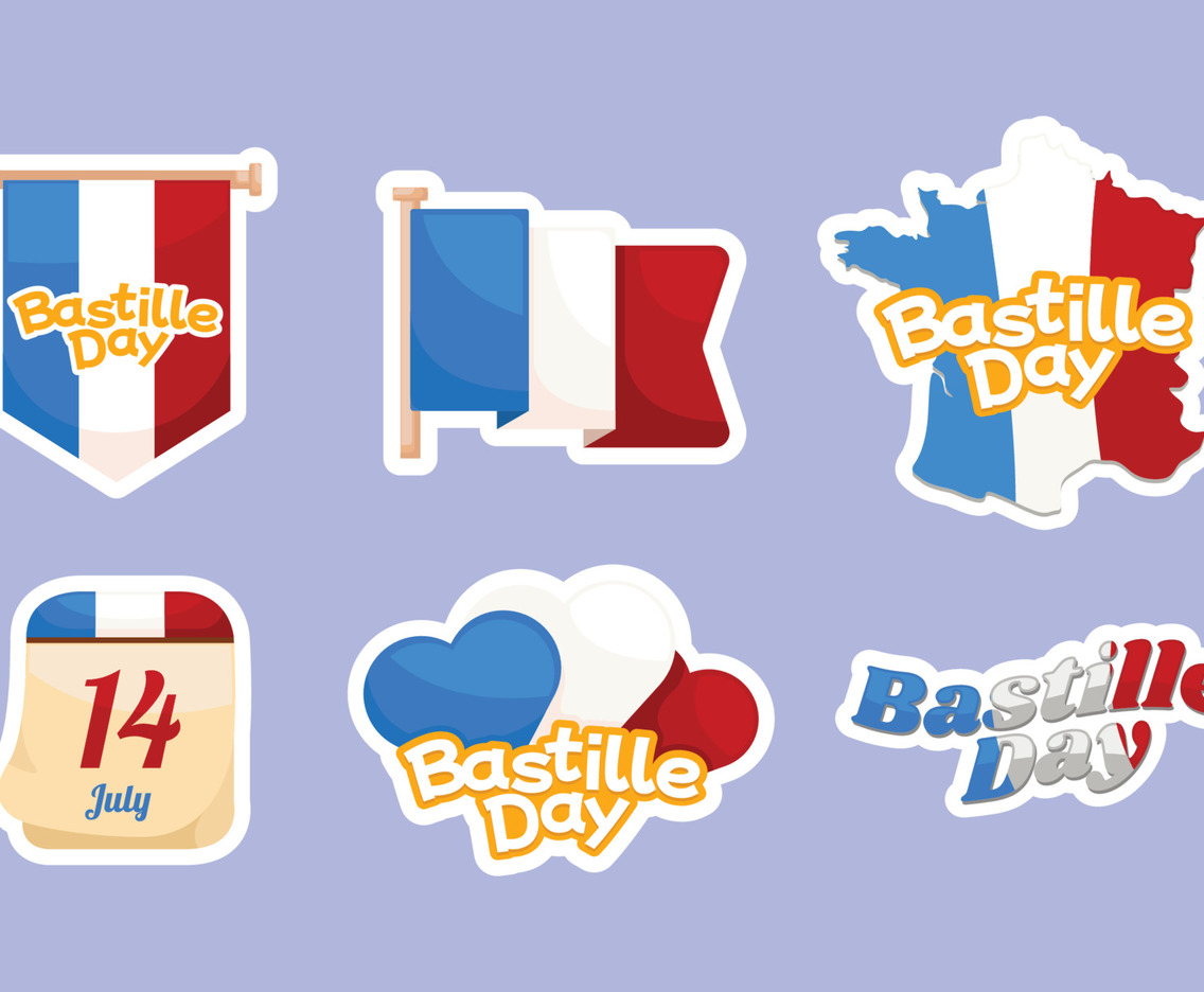 Set of Bastille Day Festivity Stickers