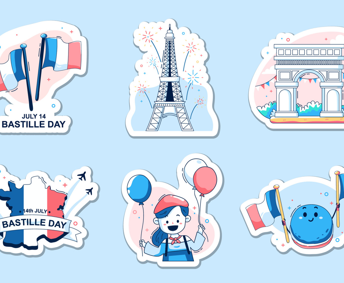 Set of Bastille Day Stickers