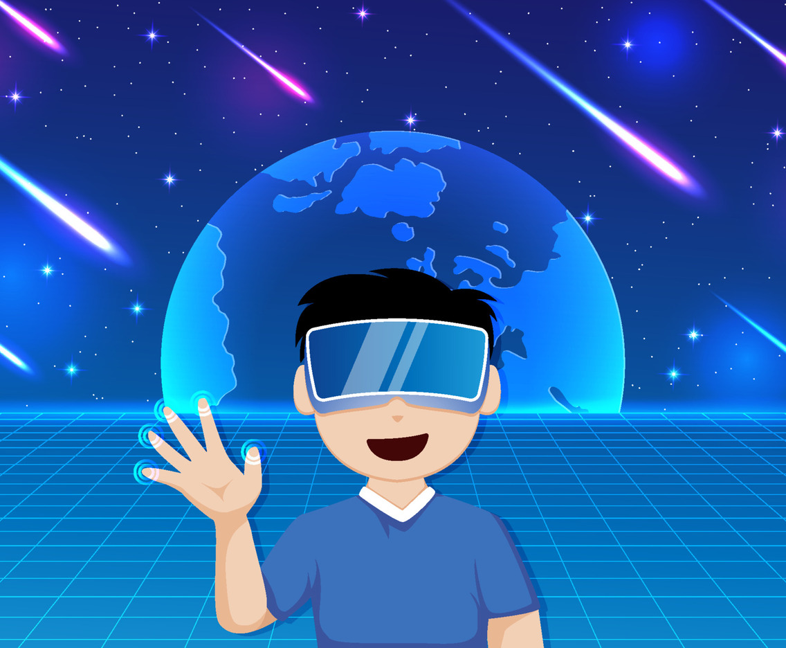Virtual Universe Concept Wearing VR Glasses