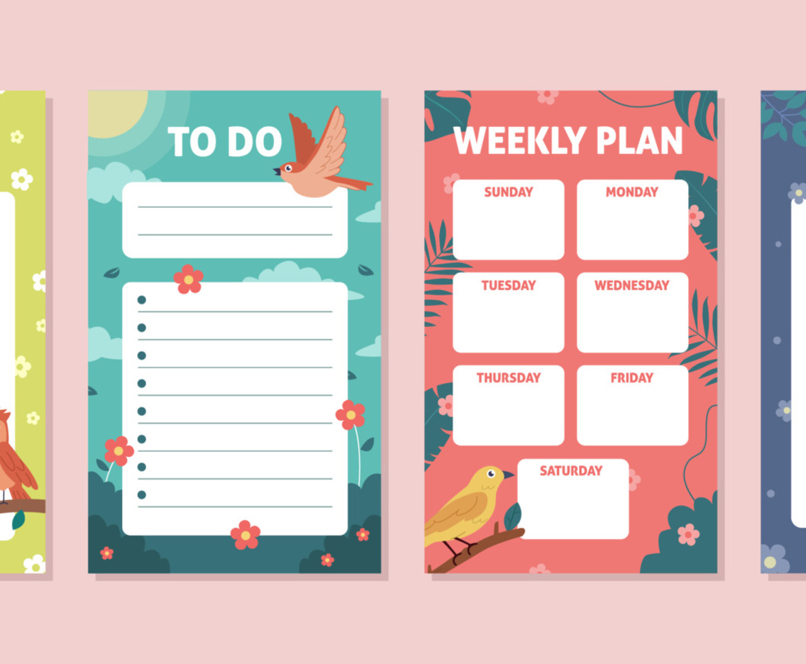 Journal Template with Birds and Floral Elements