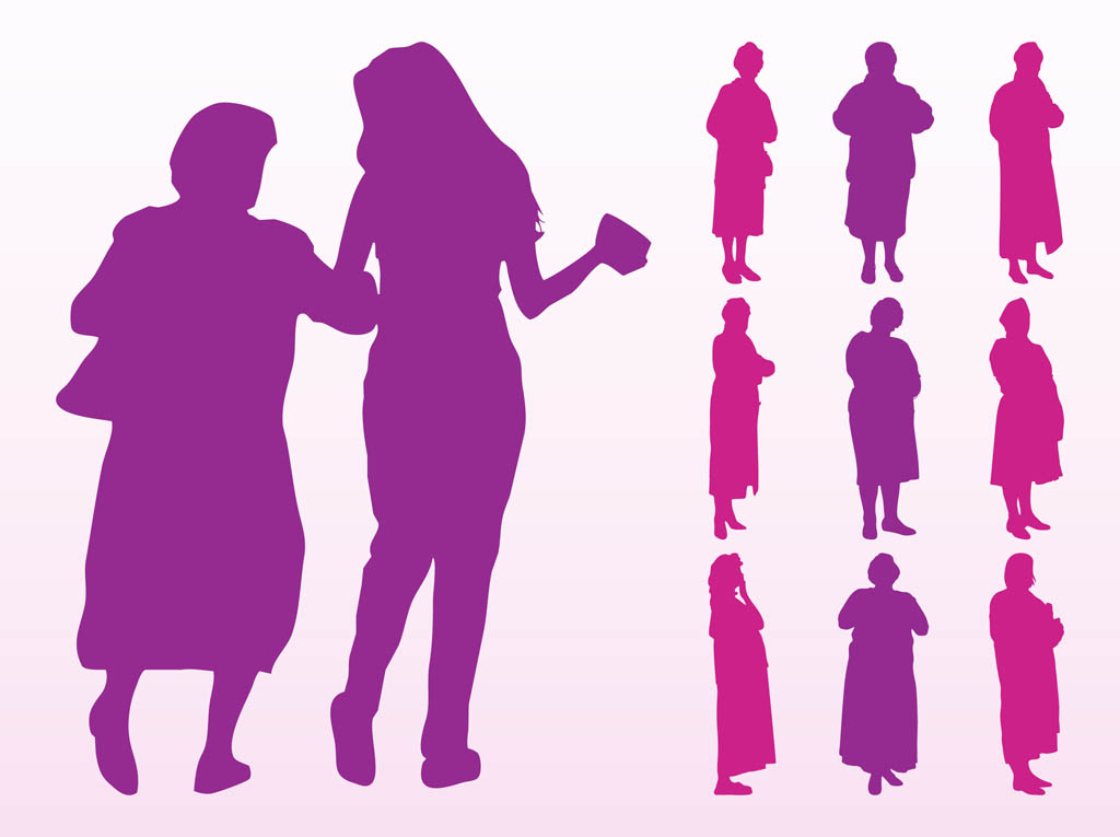 Premium Vector  Women growing up children's to elders isolated vector  silhouette