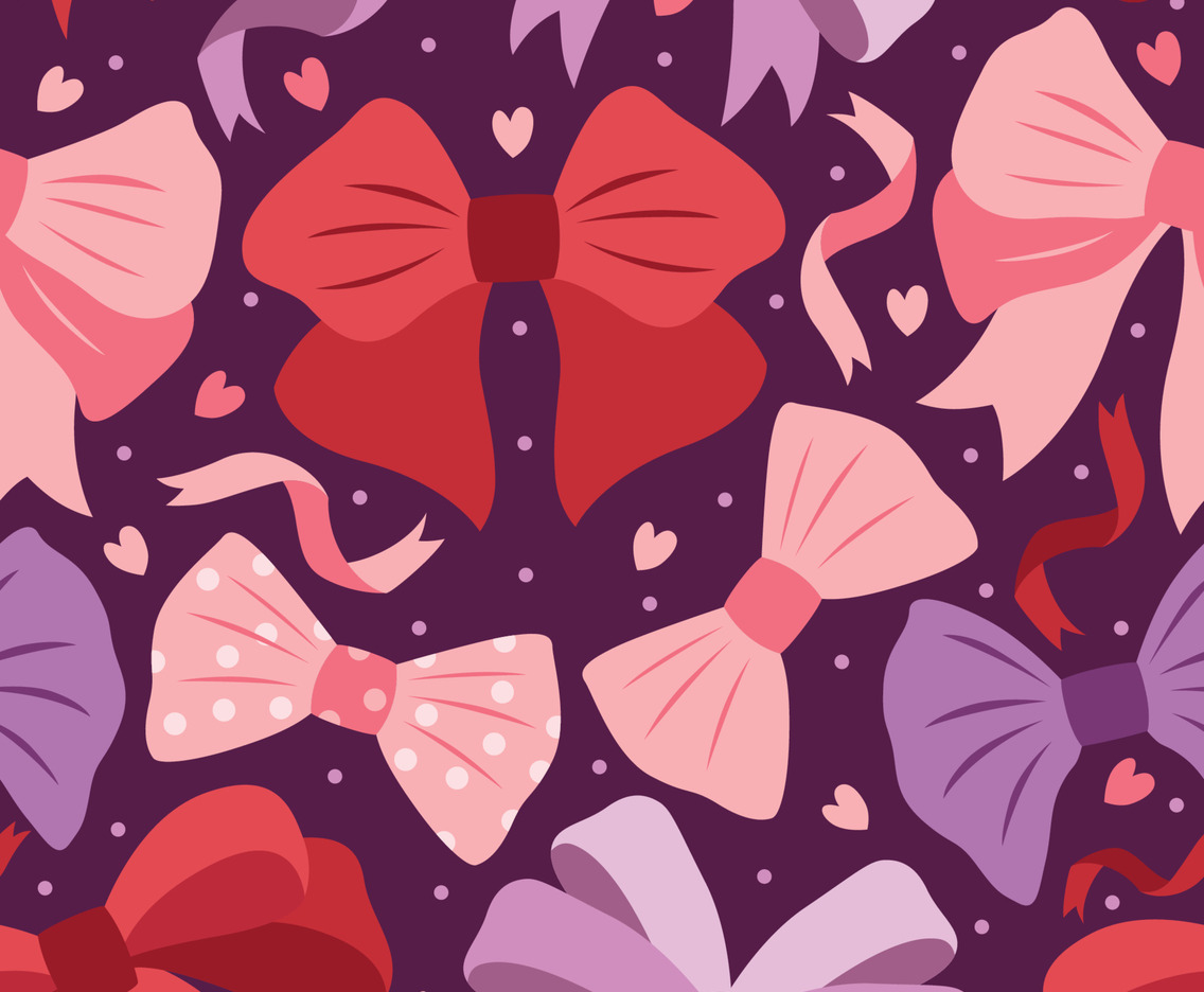 Ribbon Bow Hand drawn Cute Seamless Pattern Background