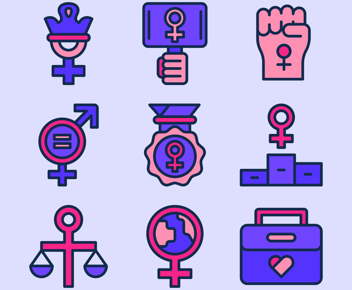 Woman Equality Day Icons Set