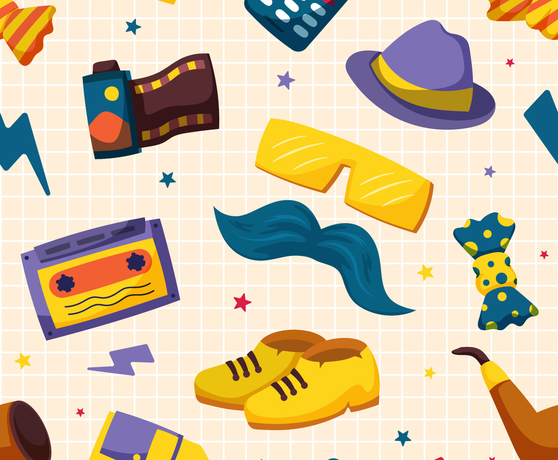 Retro 90s Item Seamless Pattern