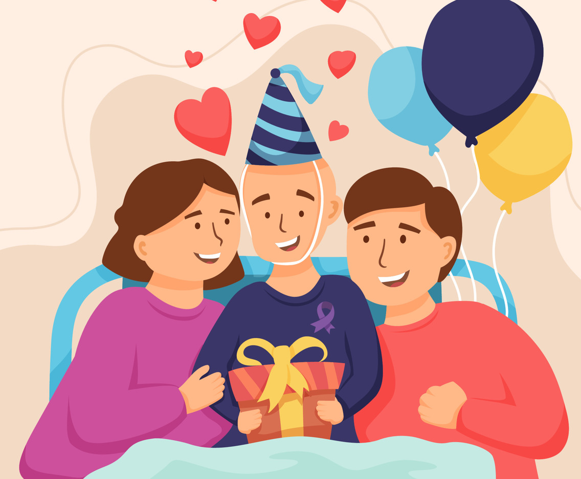 Little Boy with Gift on Cancer Survivor Day