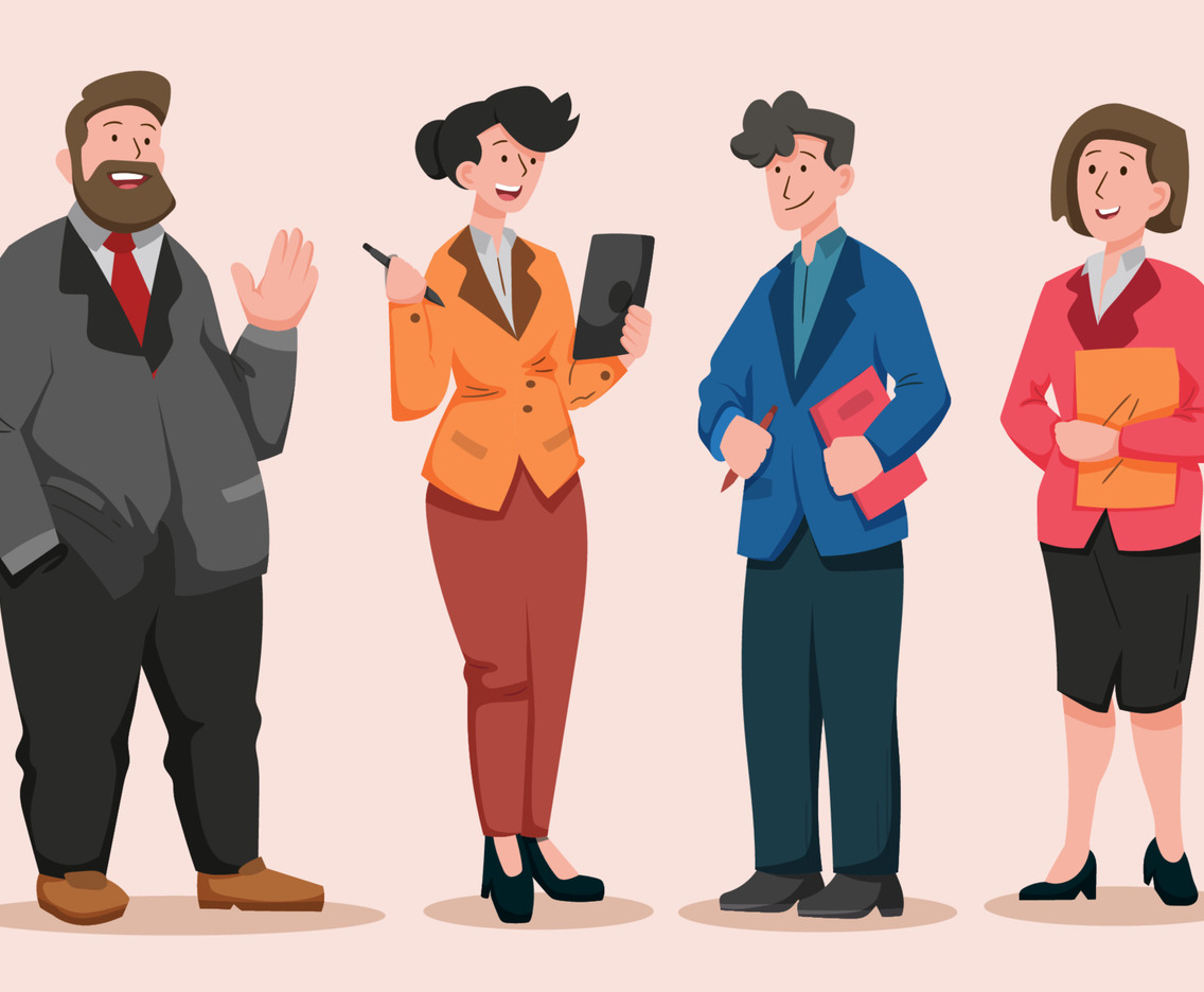 Businessmen and Businesswomen in Office Suits