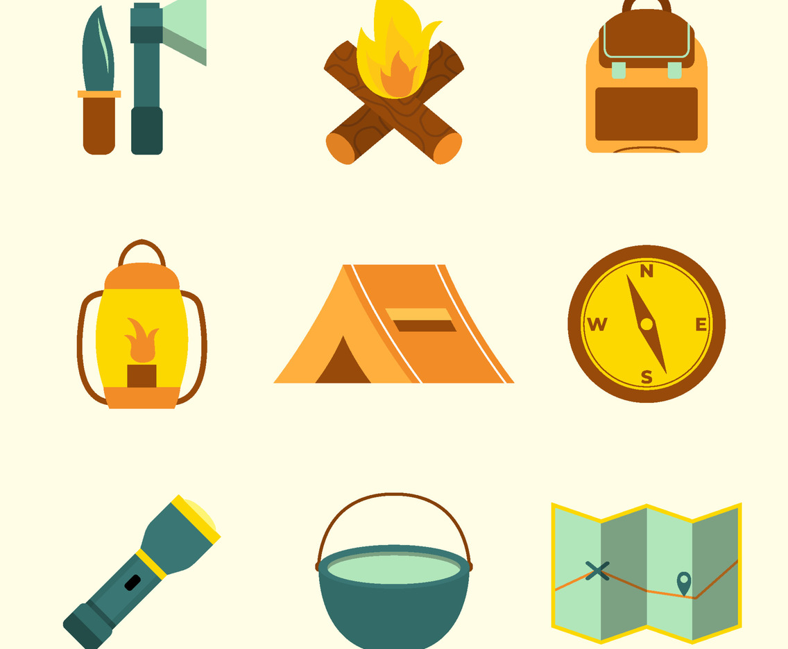 Fall Outdoor Picnic Icon Set Collection
