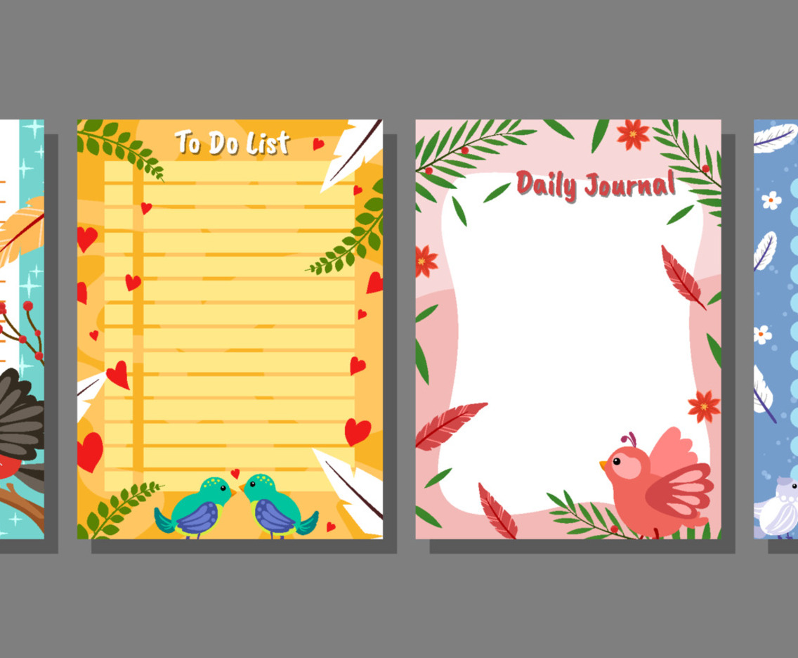 Journal Templates with Birds Concept