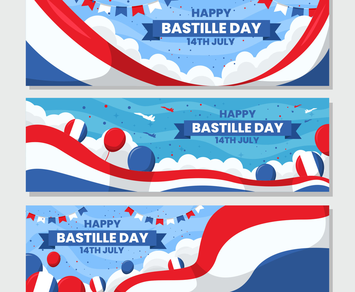 Bastille Day Banners Set