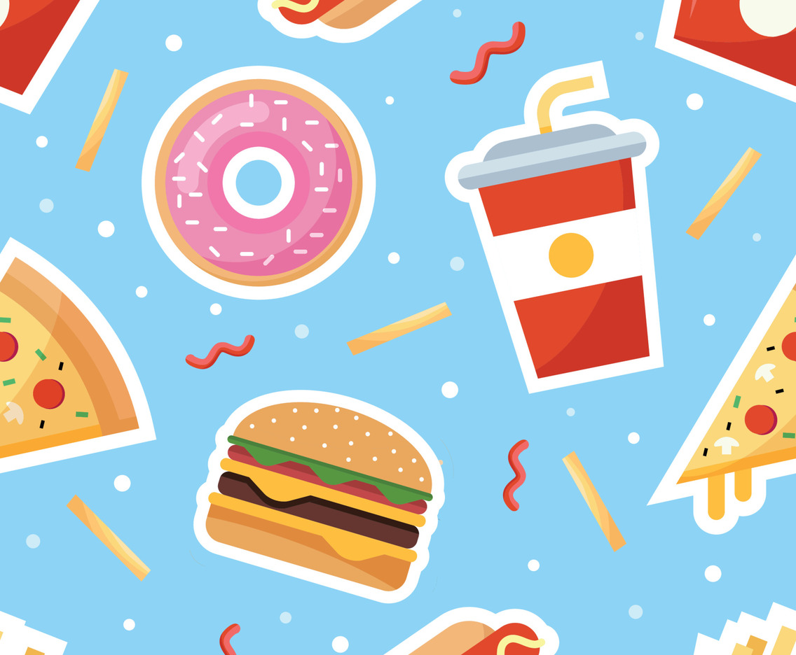Breakfast Food Flat Vector Seamless Pattern
