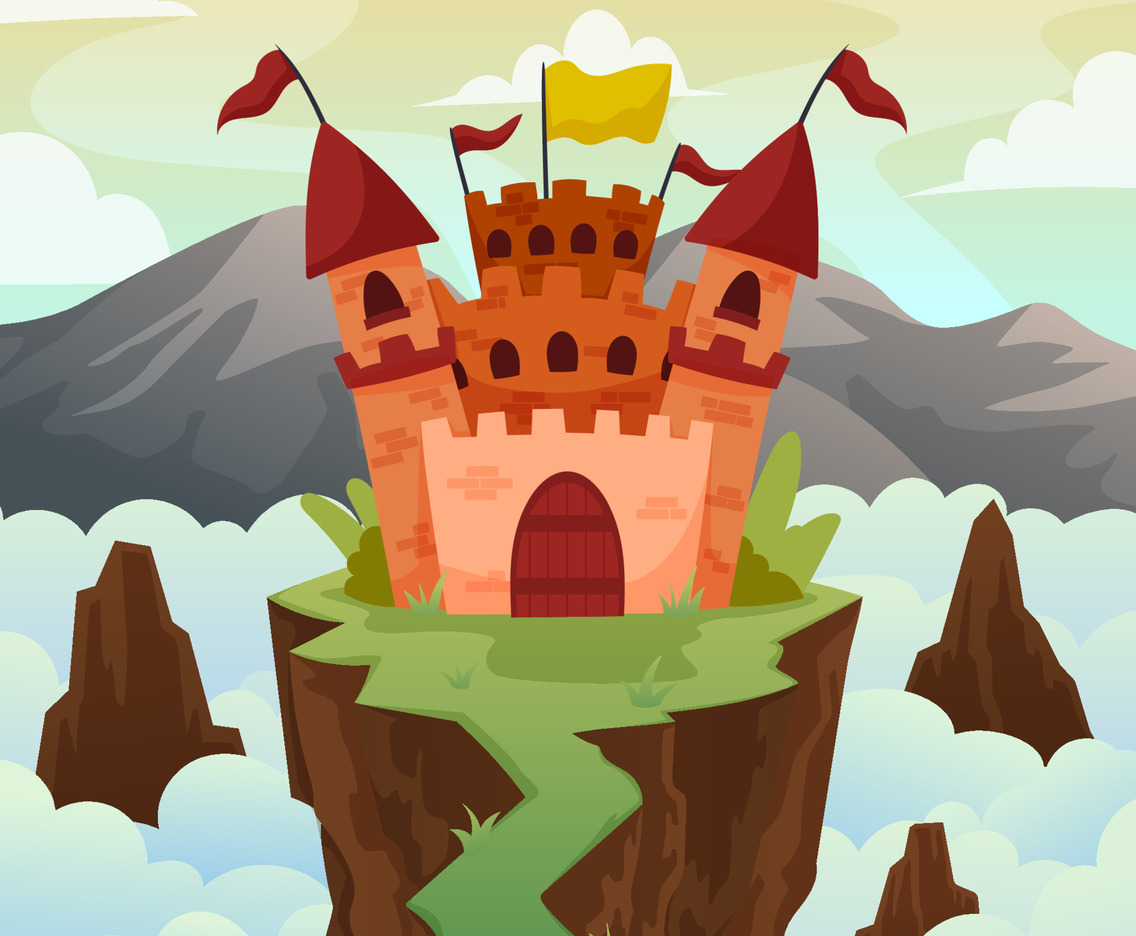 Castle in Nature Above the Clouds