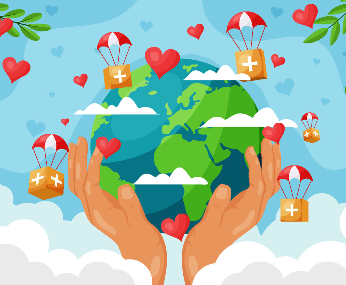 World Humanitarian Day Earth Flat Concept