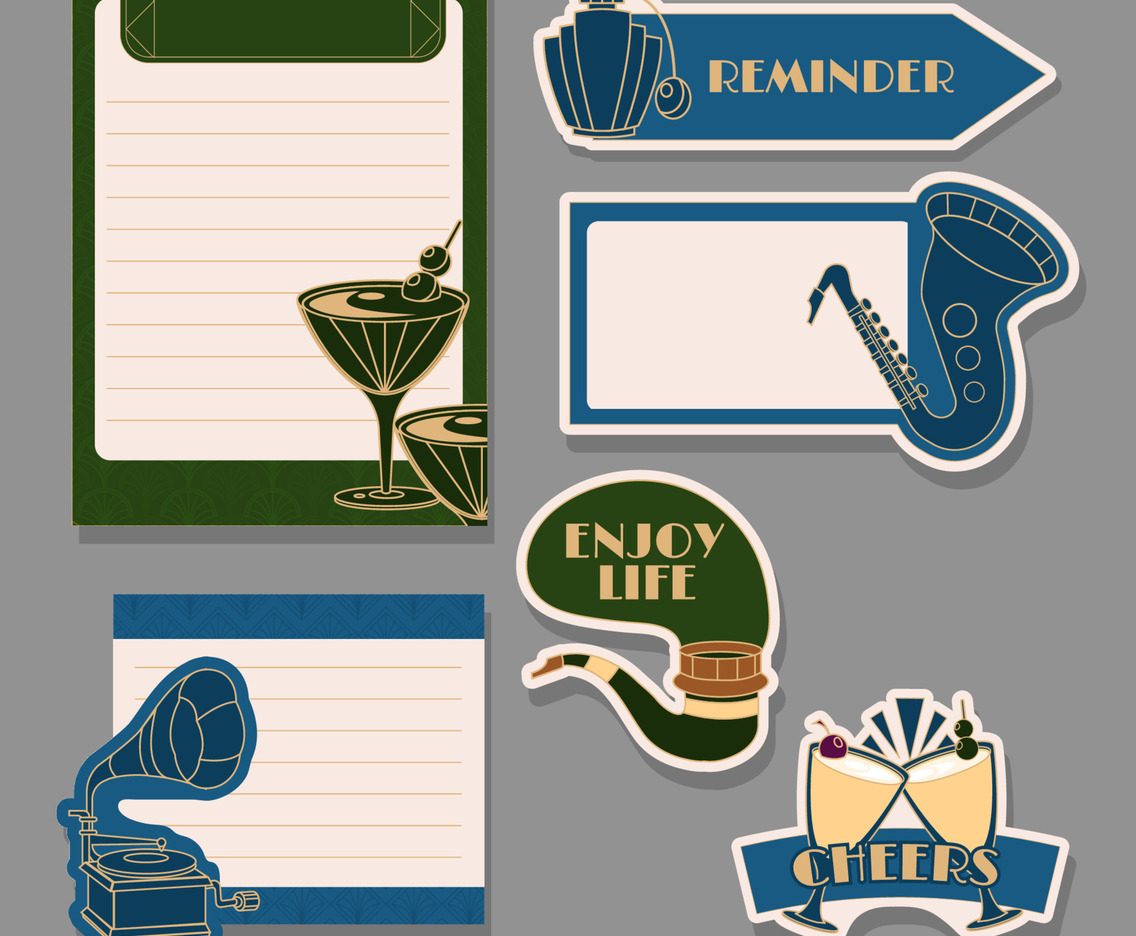 Retro Leisure Art Deco Sticker Journal