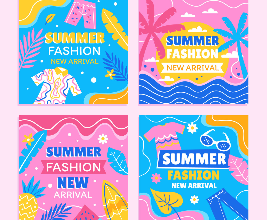 Summer Fashion New Arrival Social Media Post Templates