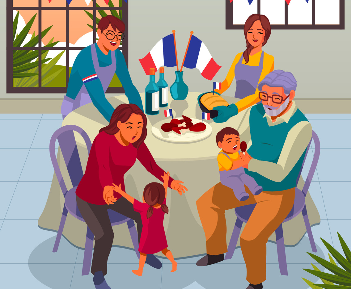 Family Dinner on Bastille Day Festivity