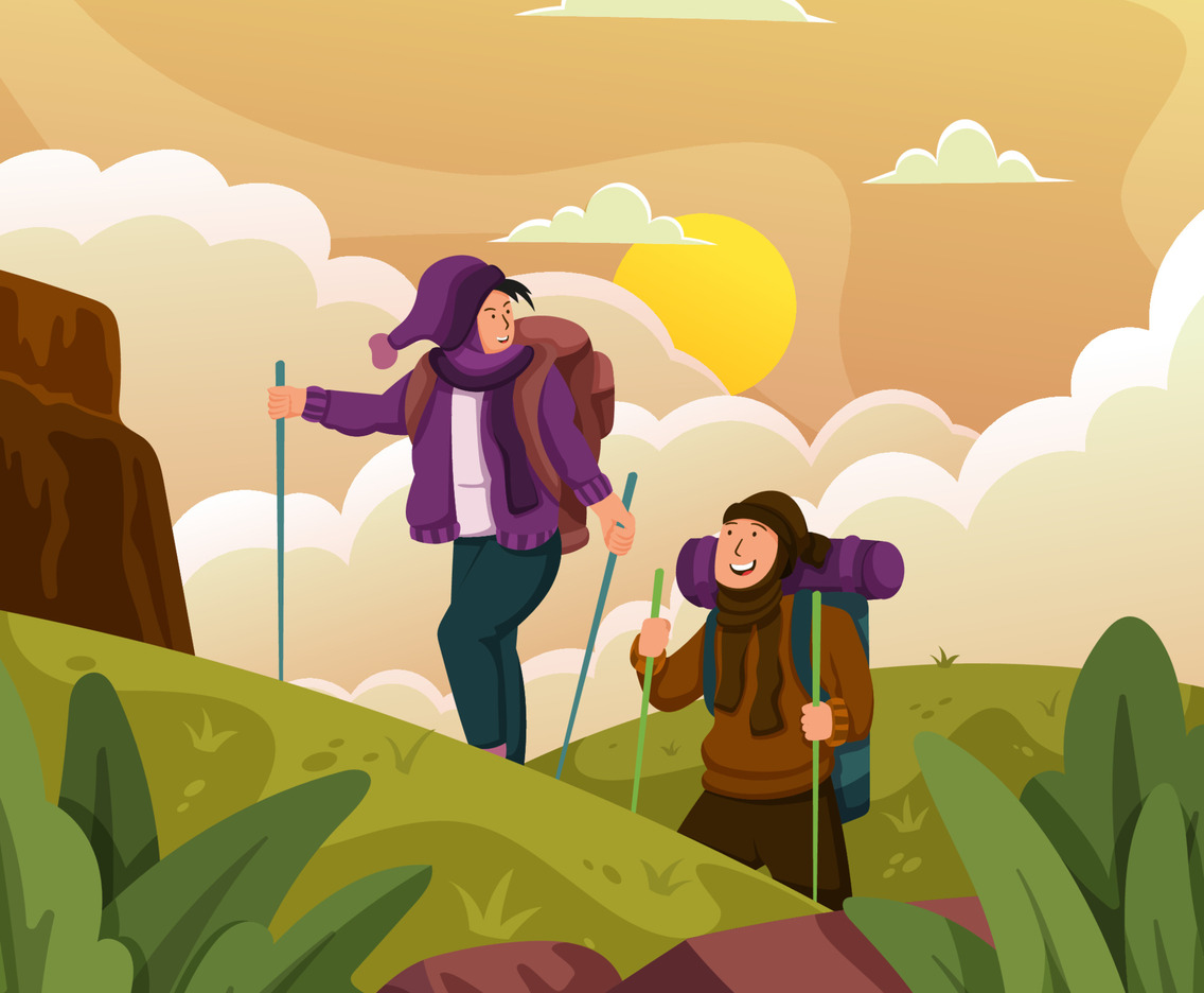 Men and Women Hiking during Autumn