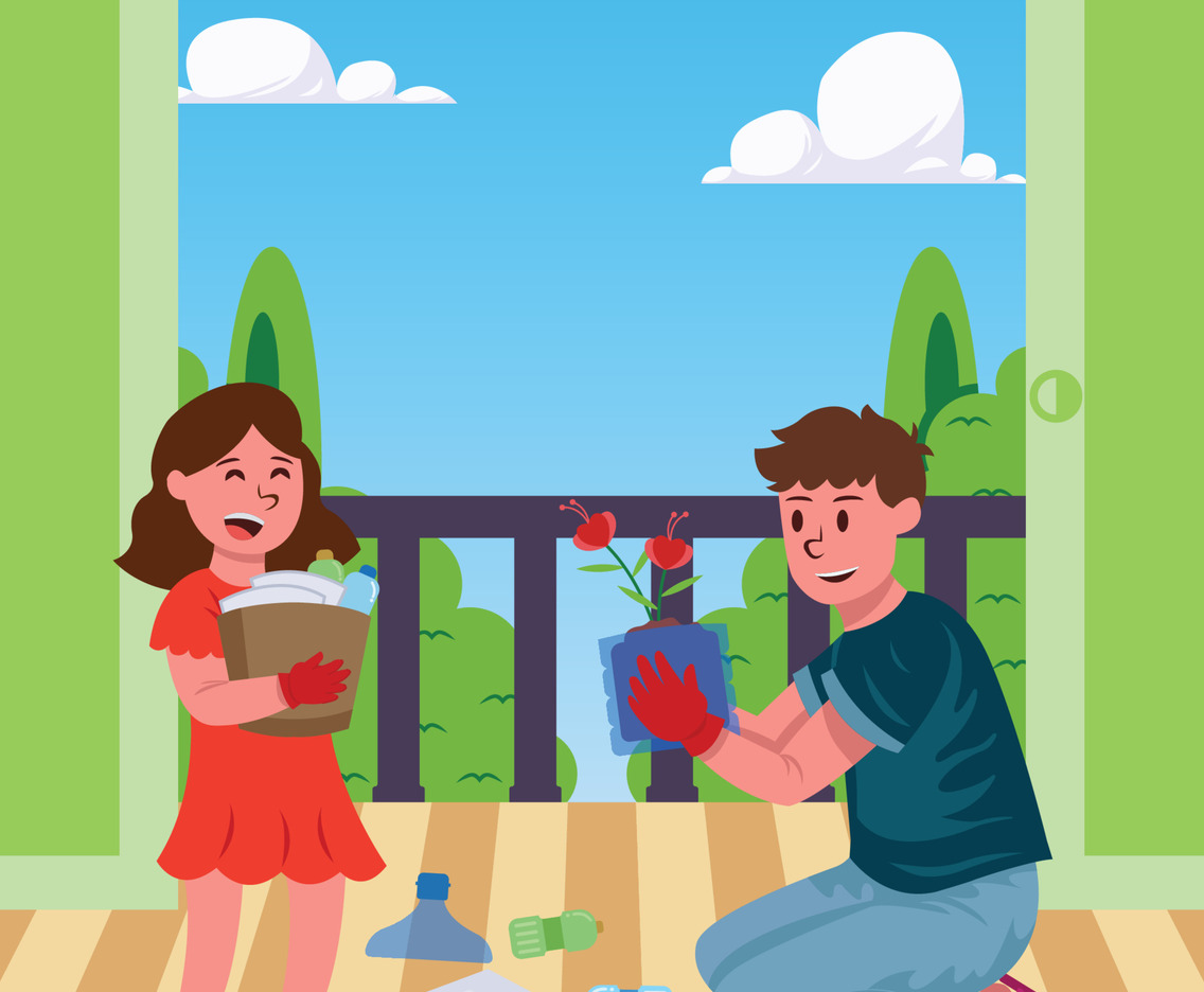 Father And Daughter Try Recycle Something