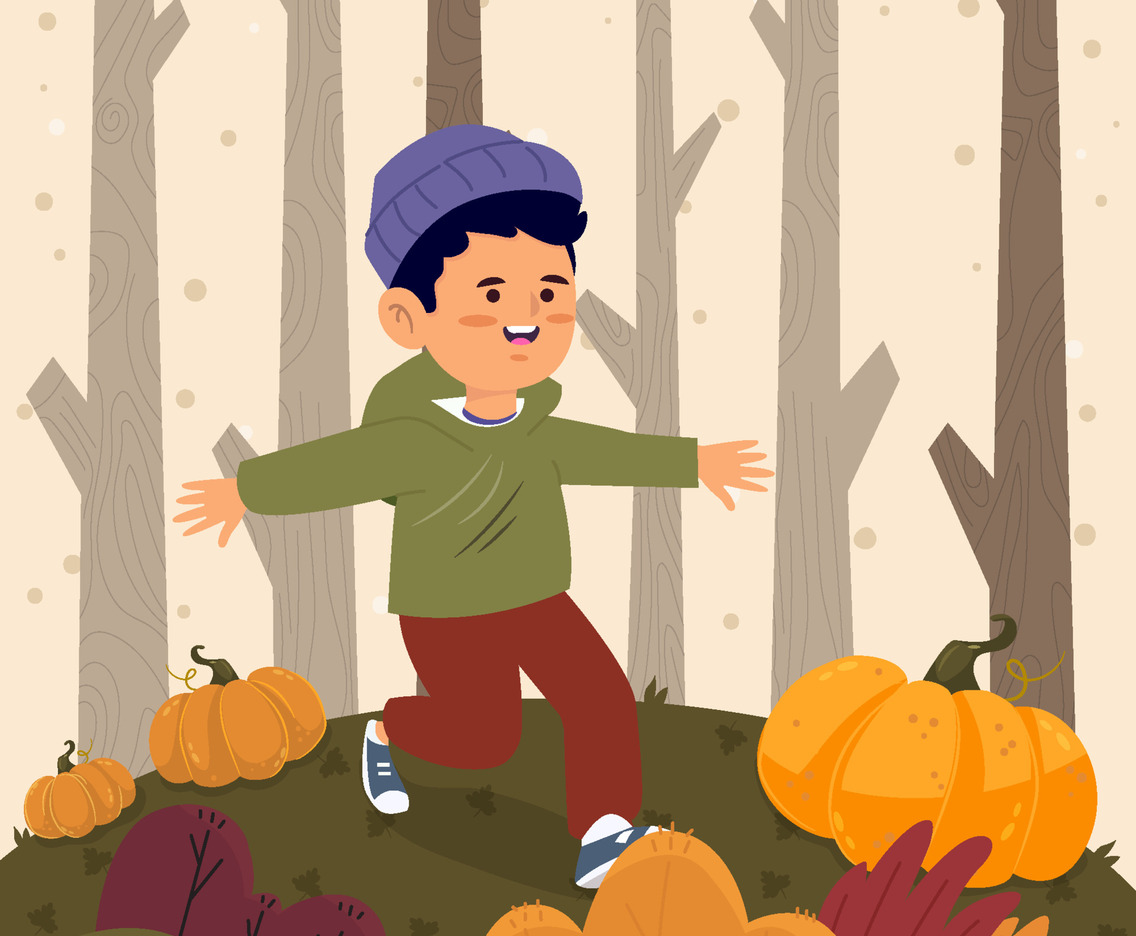 Boy Hunt Some Pumpkins Concept