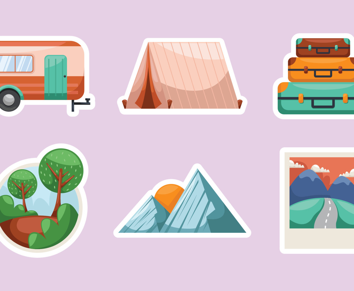 Set of Road Trip Stickers Pack