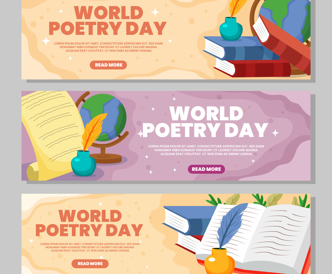 World Poetry Day Banner Set Template
