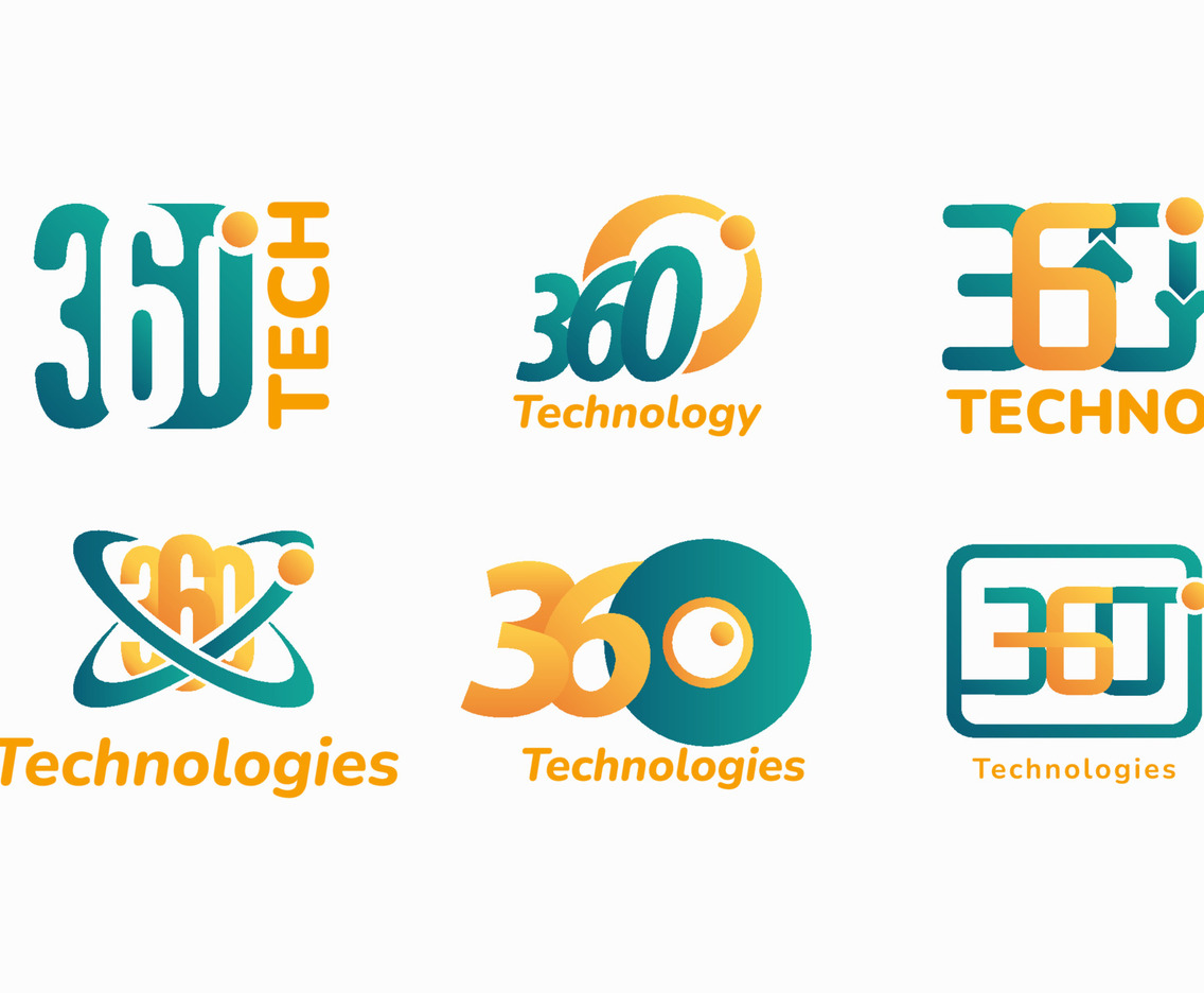 360 Degree Technology Logo Set with Gradient Style