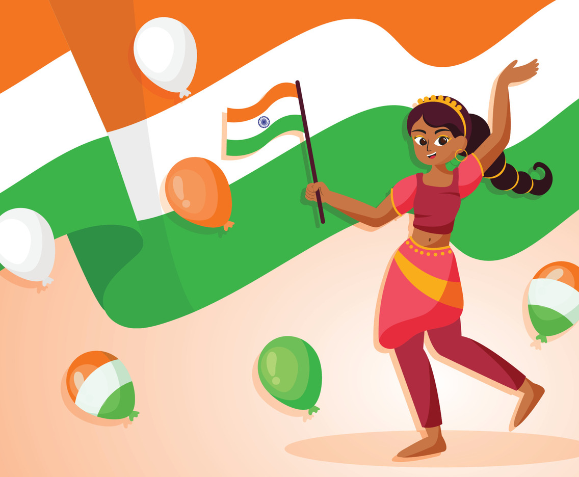 Girl Celebrate India Independence Day
