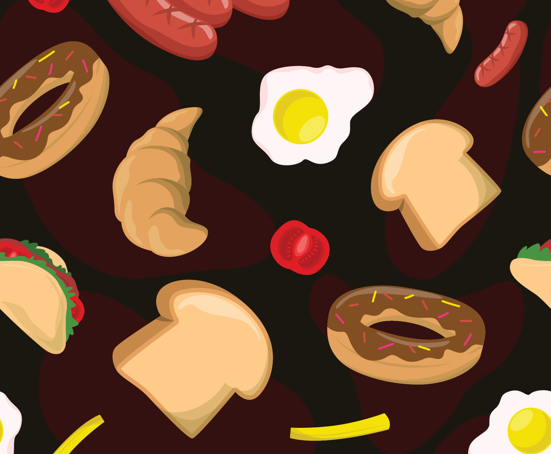 Seamless Pattern Breakfast Toast And Egg