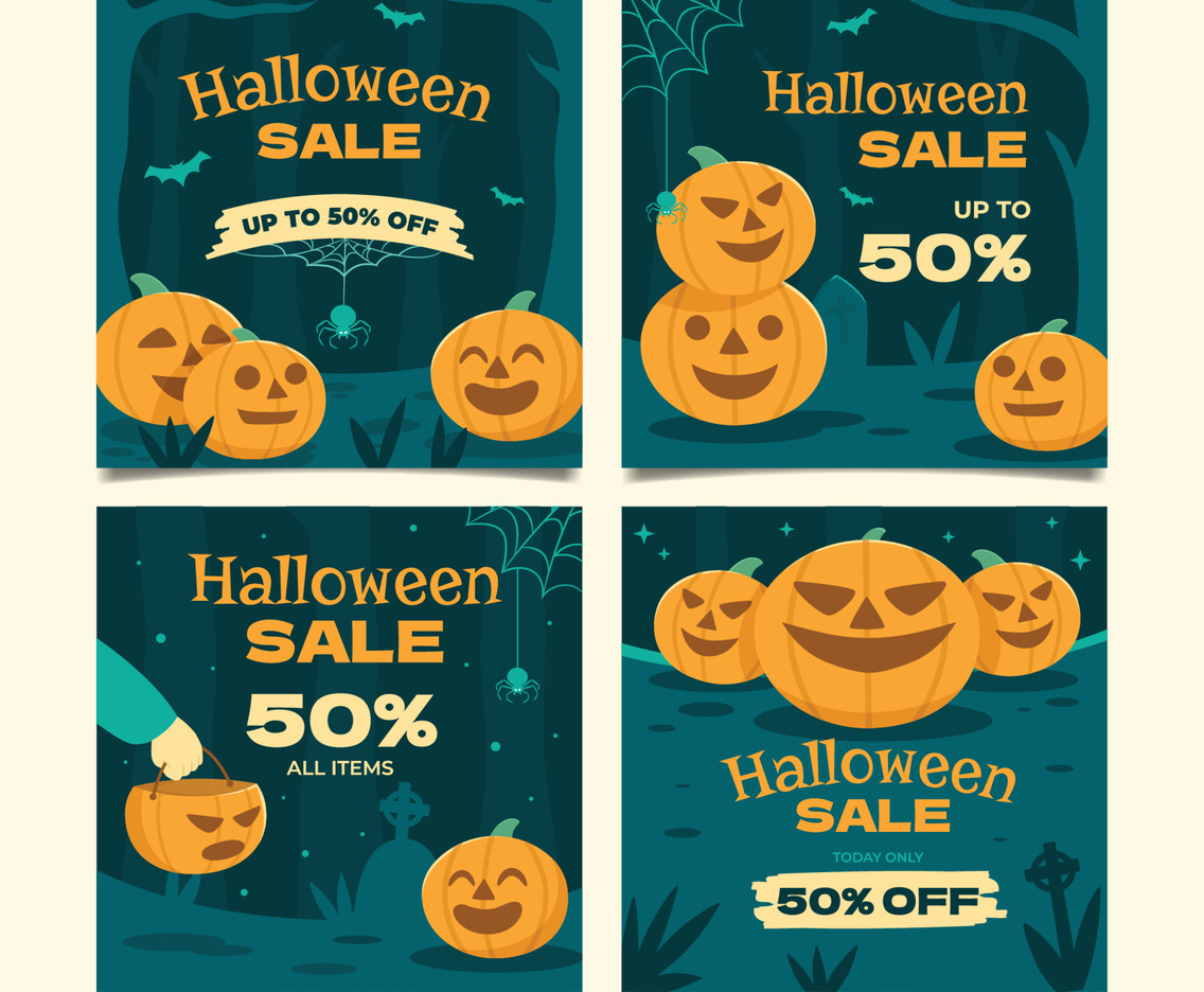 Halloween Sale with Pumpkin Element Instagram Post