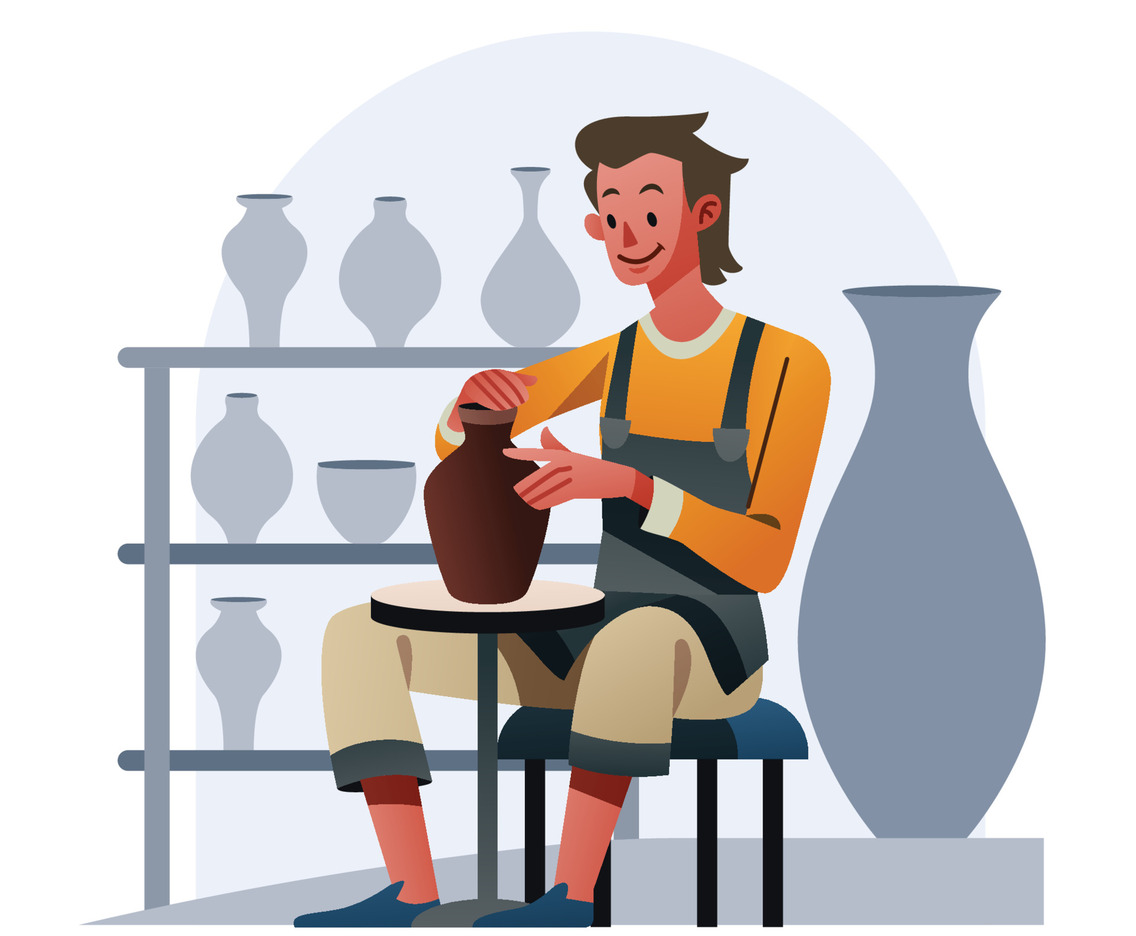 A Potter Is Making A Jug