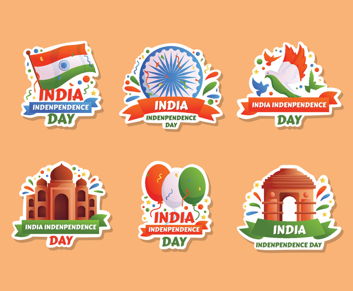 India Independence Day Stickers Set