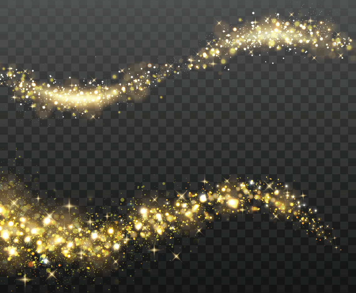 Golden Sparkling Wave Elements Set