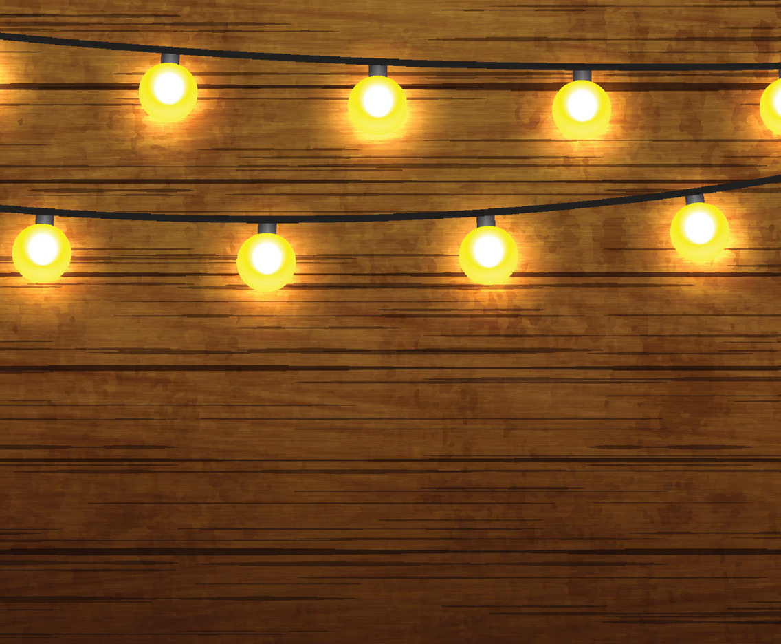Rustic Decoration Hanging LED Lamps On The Wooden Wall