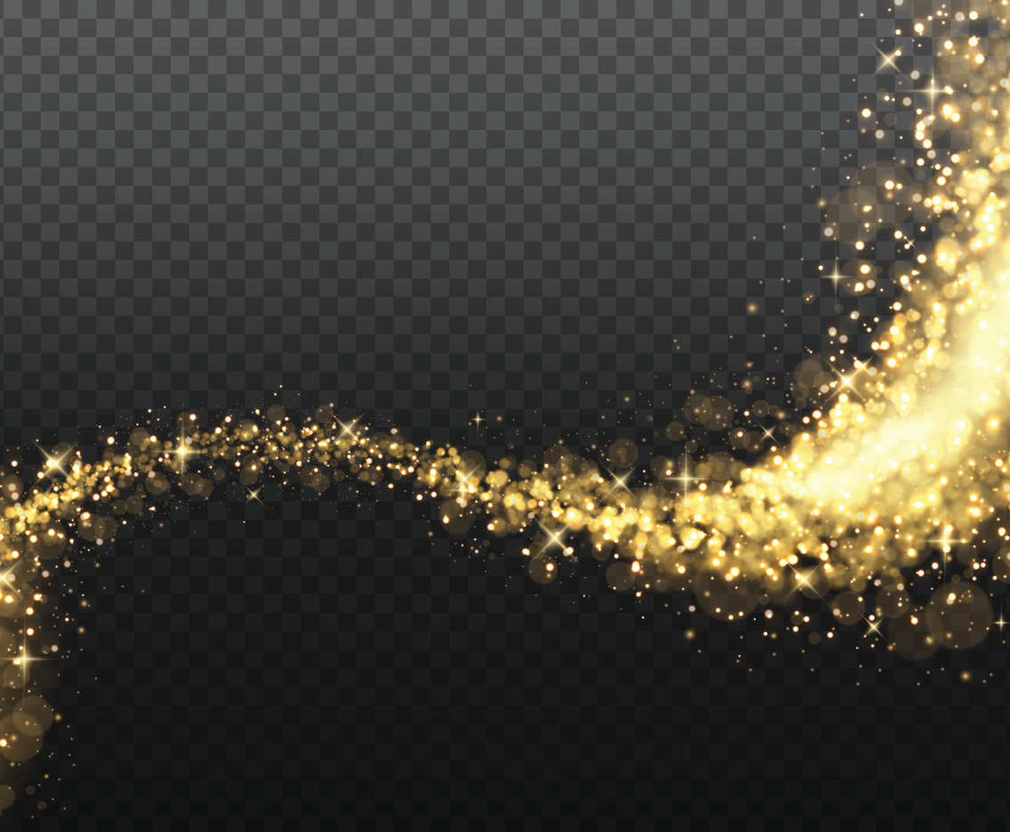 Golden Sparkling Wave Element Background