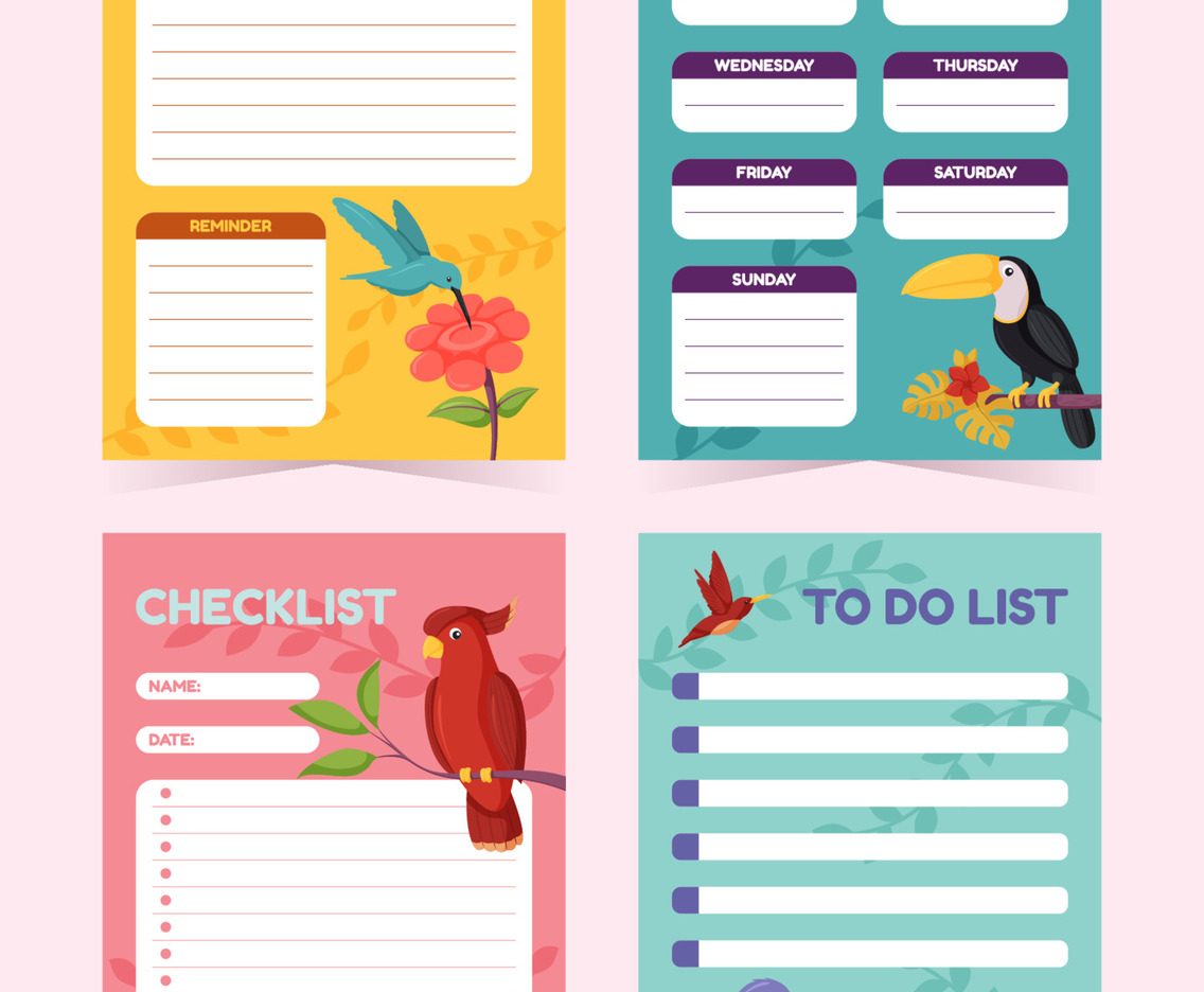 Journal Template With Birds And Floral Elements