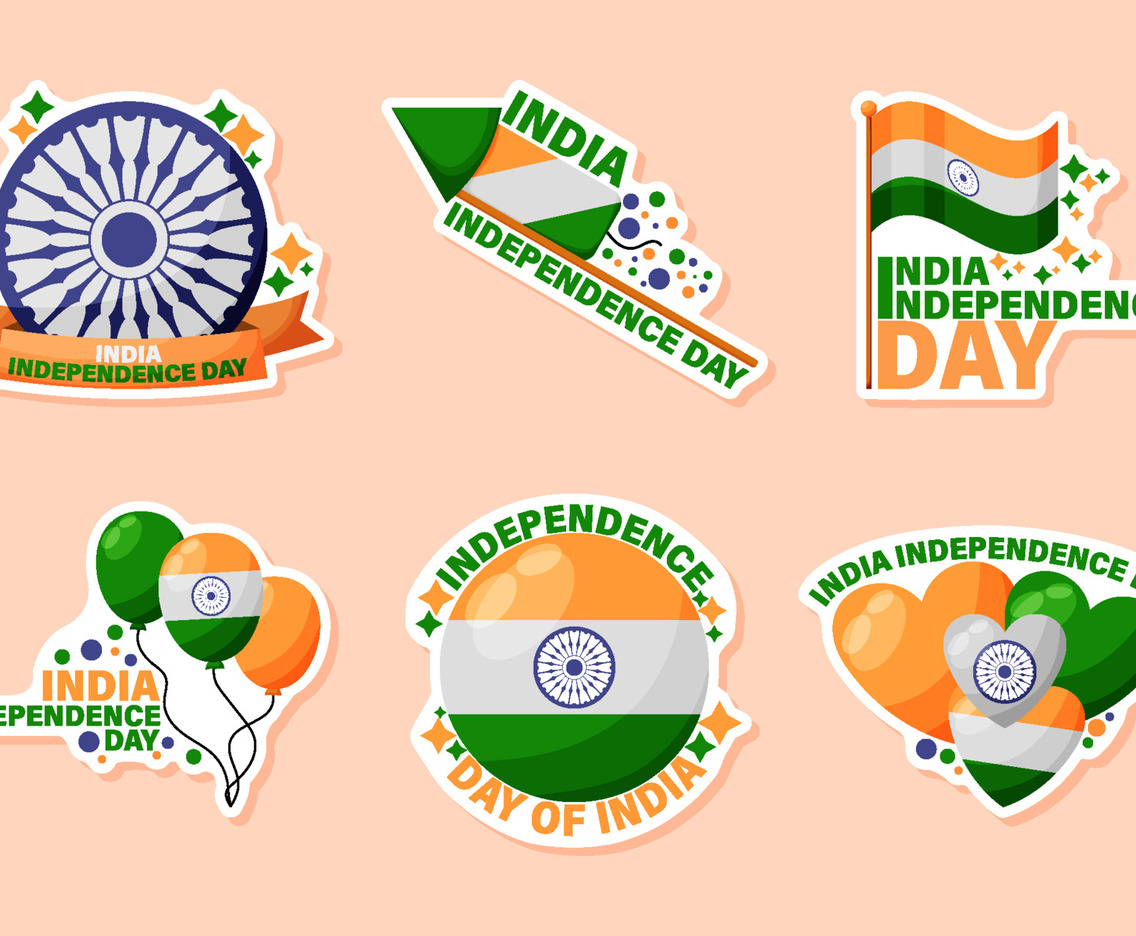 Set of India Independence Day Sticker Pack