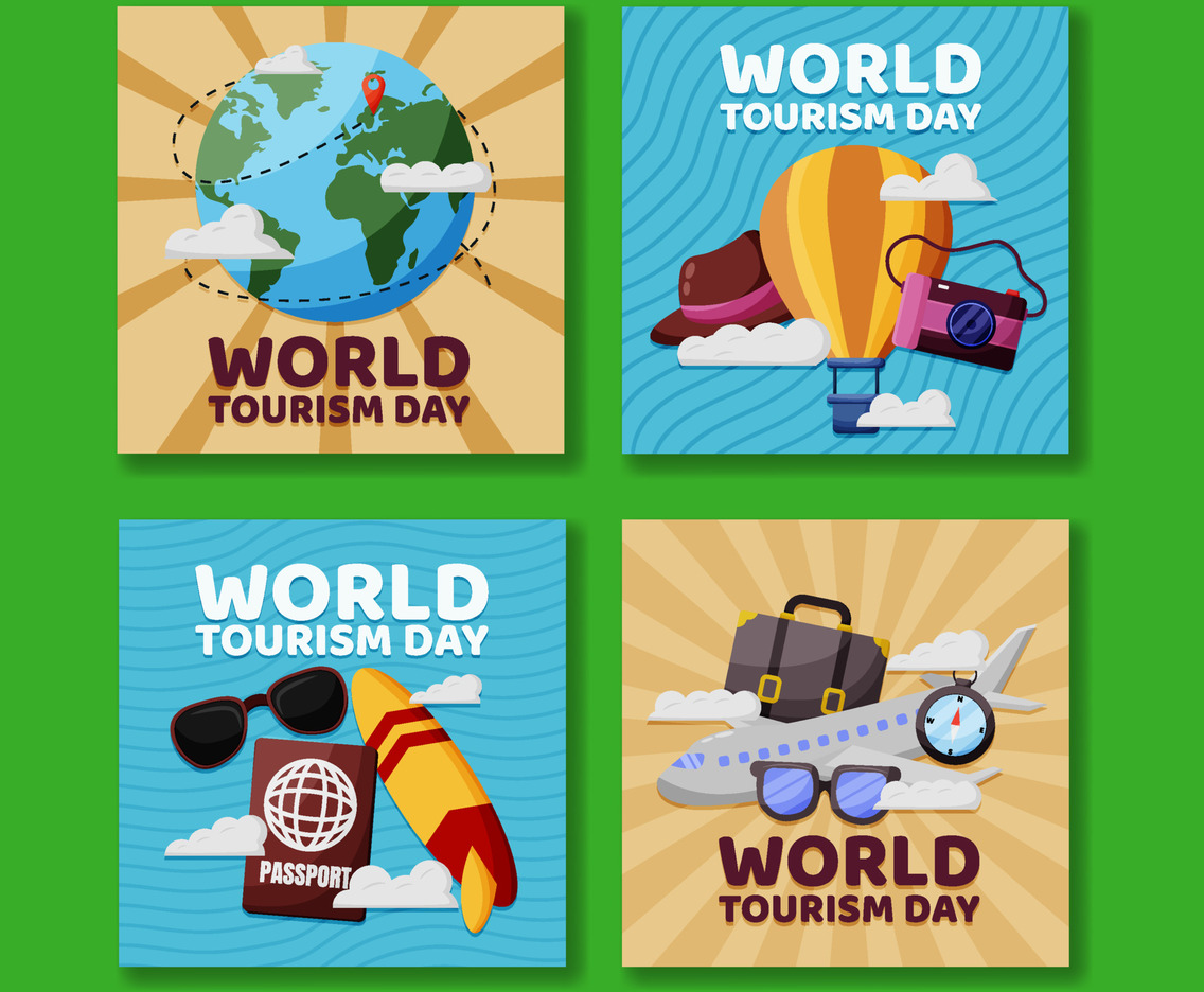 Set of World Tourism Day Social Media
