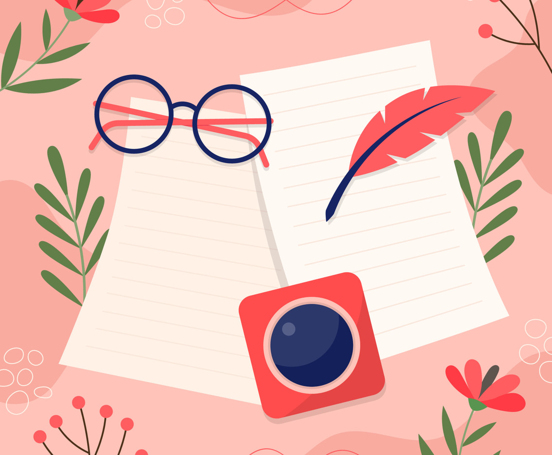 Flat World Poetry Day Square Background