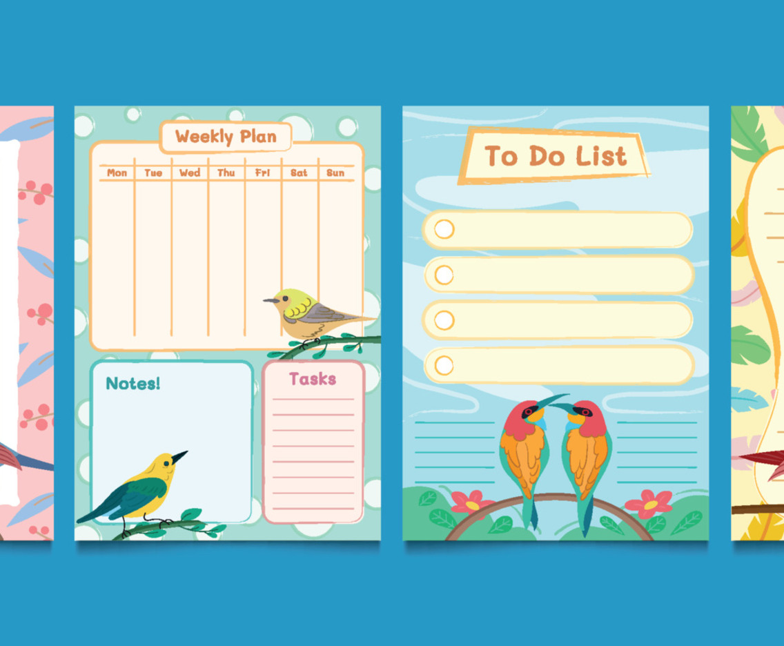 Colorful Bird Themed Journal Template