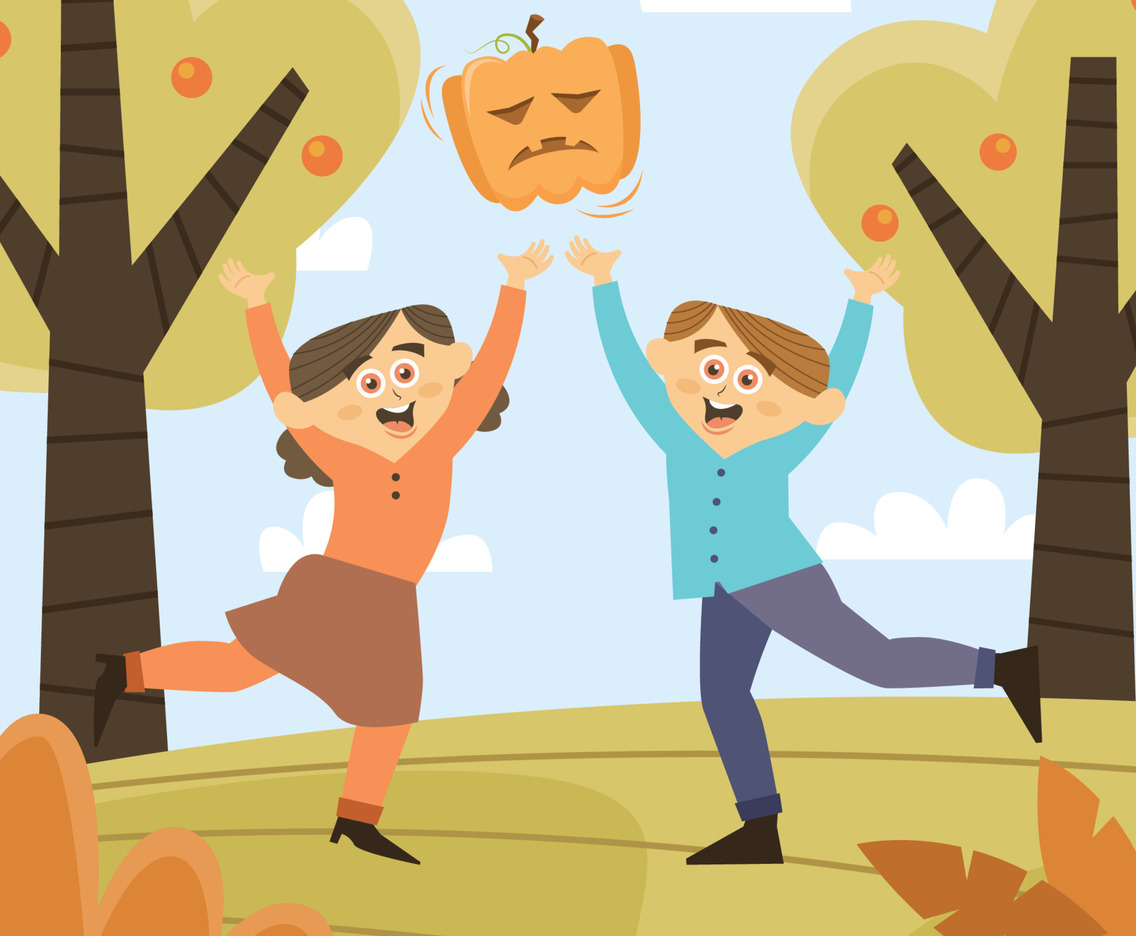 Man and Woman Happy Face While Pumpkin Hunting Season