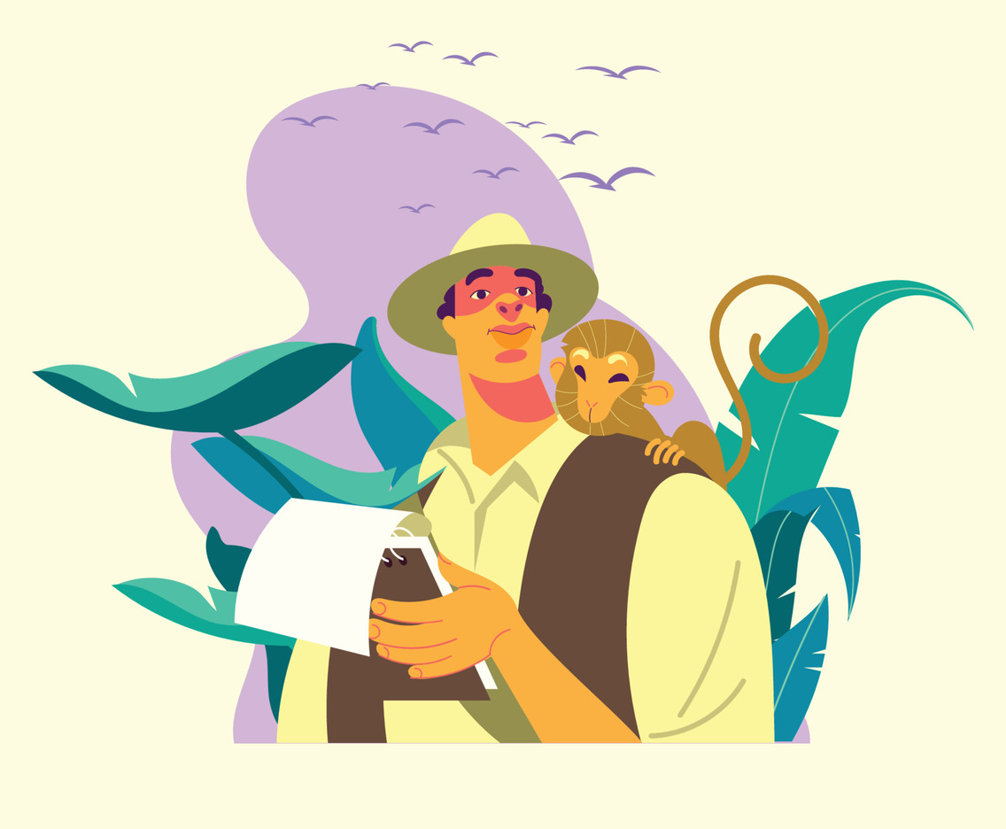 Professional Wildlife Biologist with a Monkey