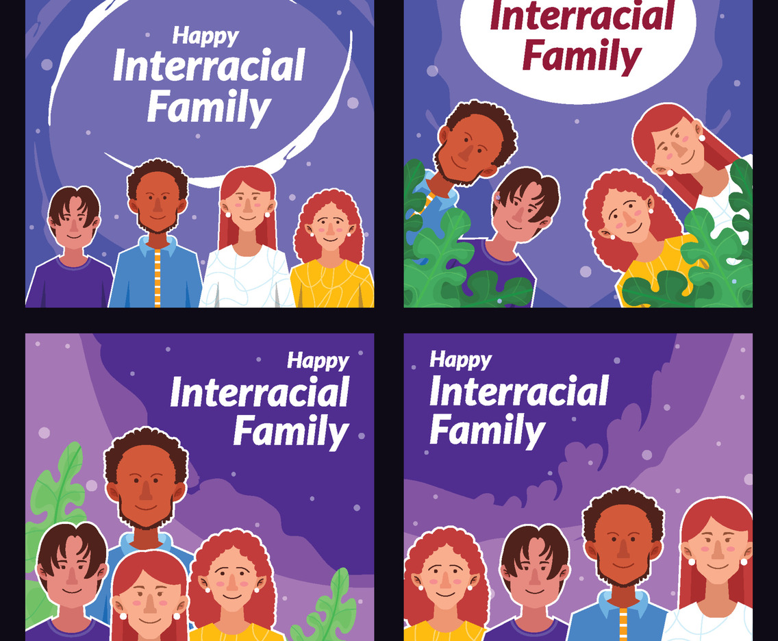 Happy Interracial Family Social Media Template